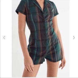 Urban Outfitters Plaid Button-up Romper